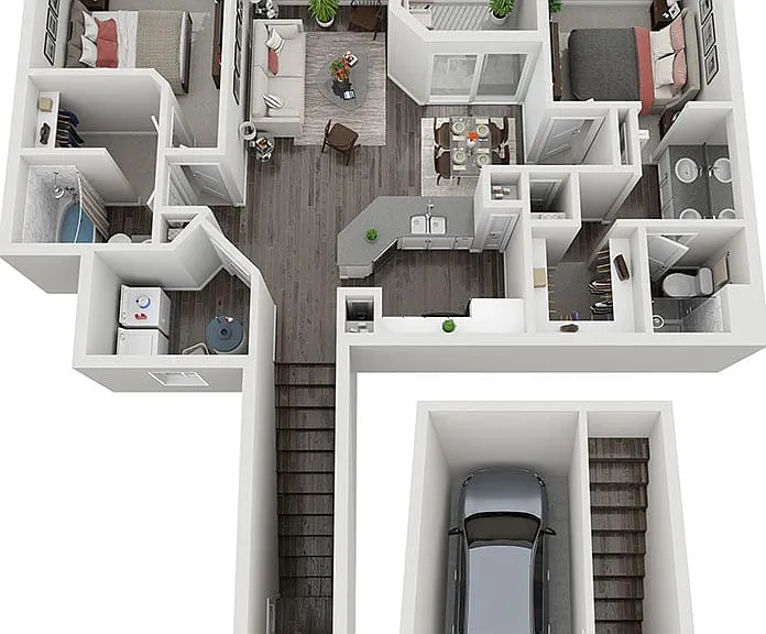 Explore this stylish two-bedroom apartment featuring an open-plan living area and convenient garage. Explore this stylish two-bedroom apartment featuring an open-plan living area and convenient garage.