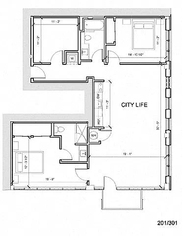 Floor plan City Life (w/balcony & den)
