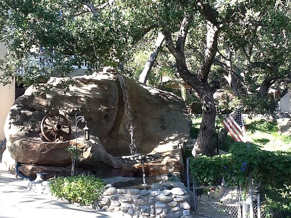 Waterfall at entrance.