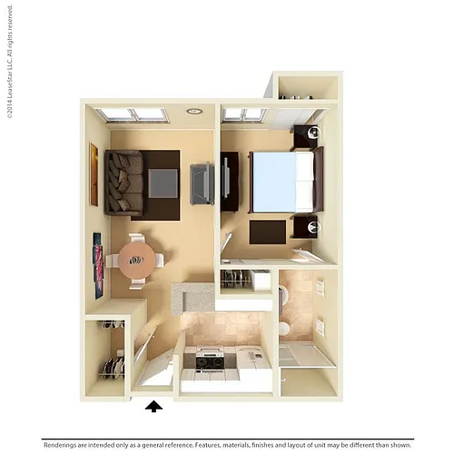 Floor plan Medium 1 Bed 1 Bath