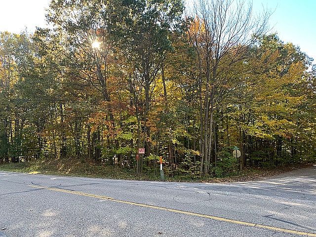 Front of corner property.
