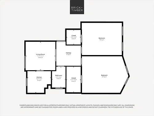 Floor plan 2 Bedroom 1 Bath