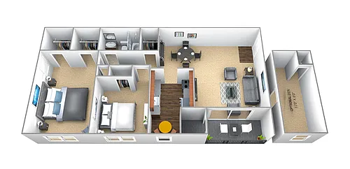 Floor plan 2 Bedroom 1 Bath