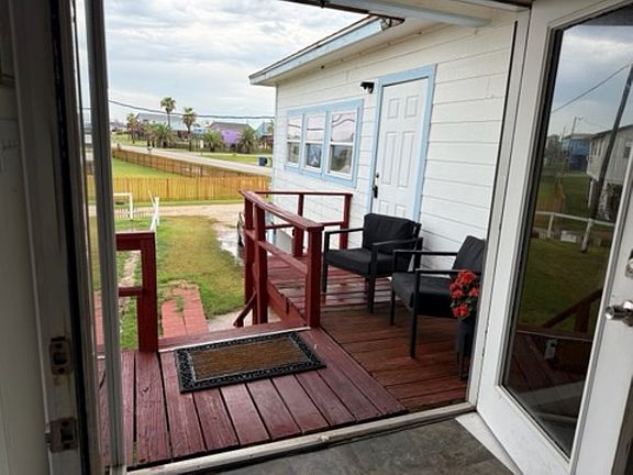 deck and chairs.