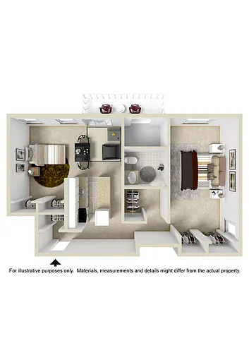 Floor plan One Bedroom Den Niskayuna