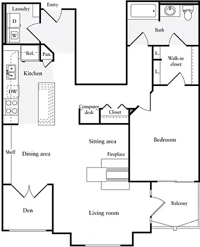 Floor plan 1 Bedroom G