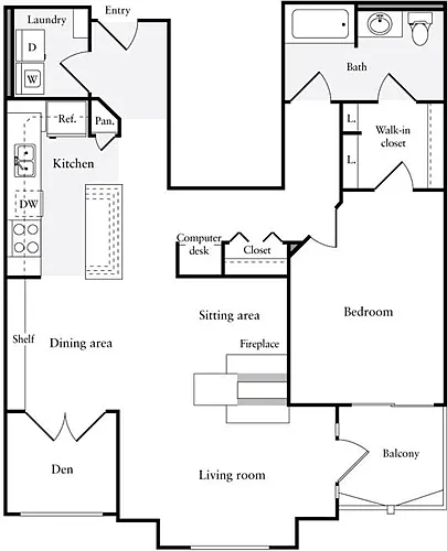 Floor plan 1 Bedroom G