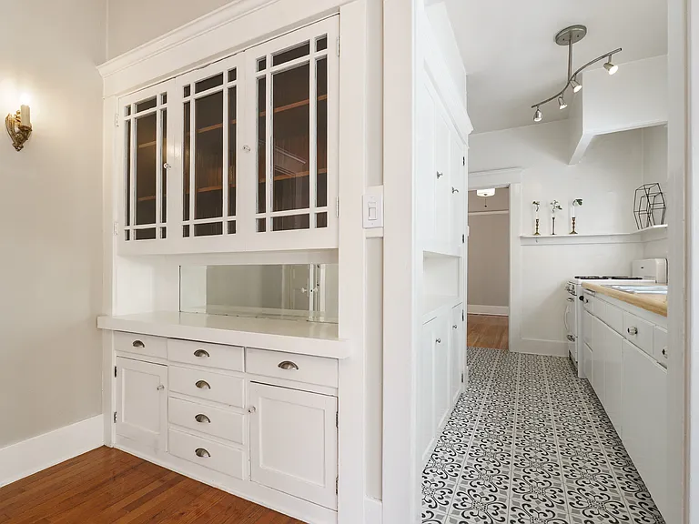 Built-ins in dining room and kitchen