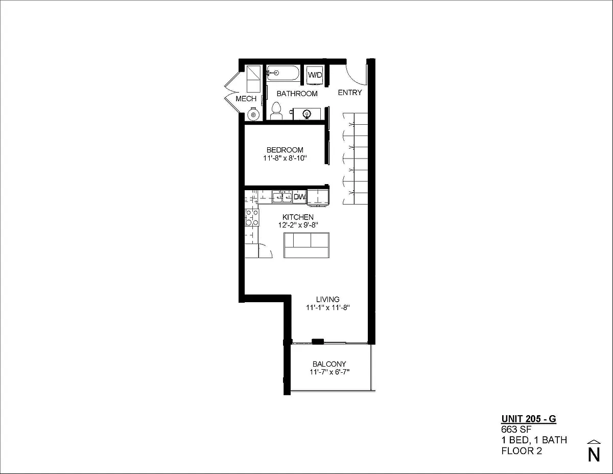 Floor plan Floor Plan G - 667 SF Studio