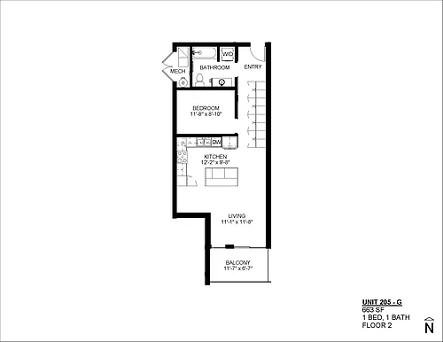 Floor plan Floor Plan G - 667 SF Studio
