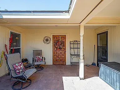 Private courtyard view from living room entrance