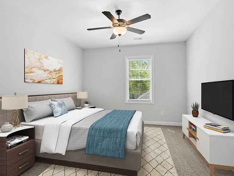 Bedrooms large enough to fit a king size bed in the BRAND NEW one bedroom apartments at Legacy at Baldwin Ridge in Burlington, NC