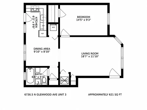 Floor plan 1 Bedroom - 1 Bathroom