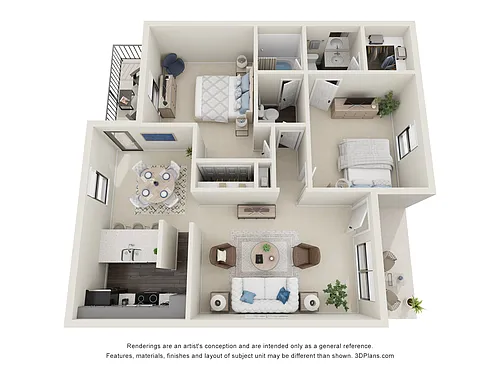 Floor plan 2 Bedroom 1.5 Bathroom