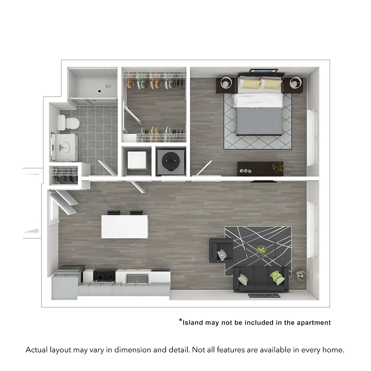 Floor plan 1x1 680 SF