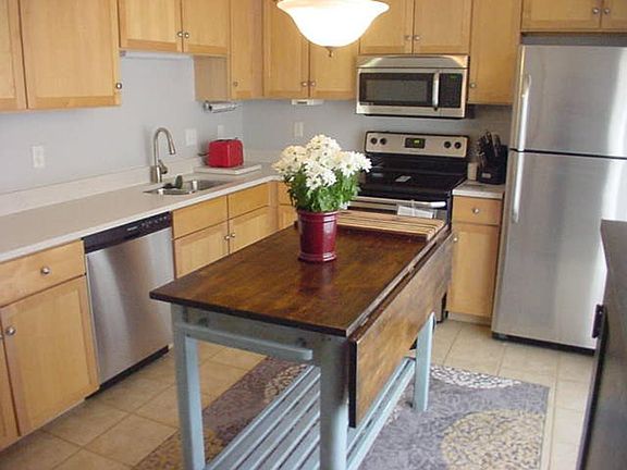 KITCHEN WITH NEW SS APPLIANCES.