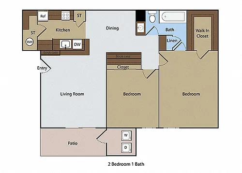 Floor plan 2 BR 1 BA