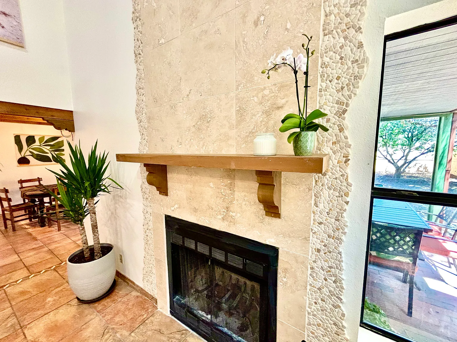Living room- detail of fireplace (shared space)