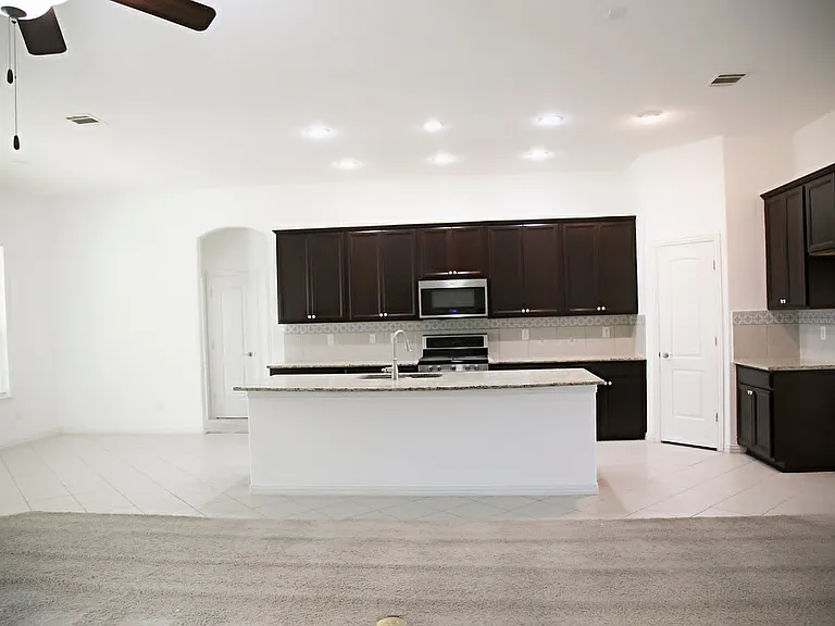 View of kitchen from the living room.