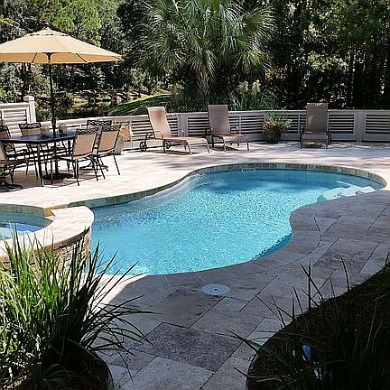 Pool and lagoon view from deck