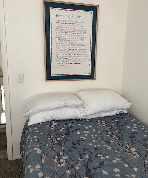 Upstairs bedroom with double bed and pretty views.