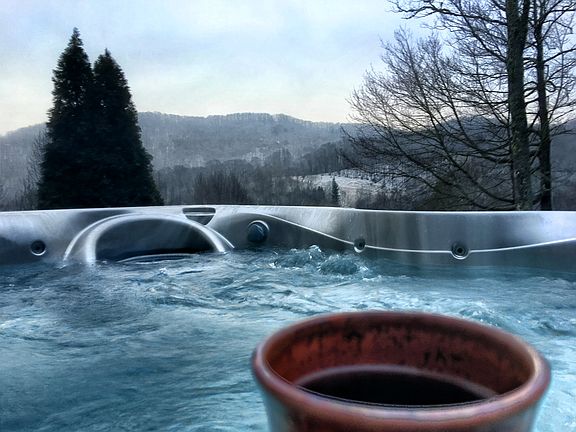 Hot tub winter view