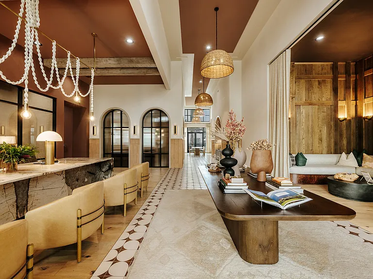 Stylish resident clubroom lounge at Asher Apartments