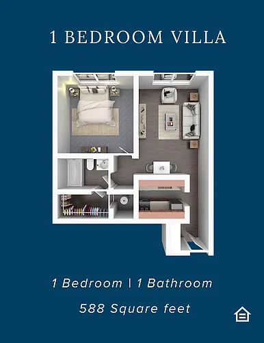 Floor plan 1 BD Villa Reno
