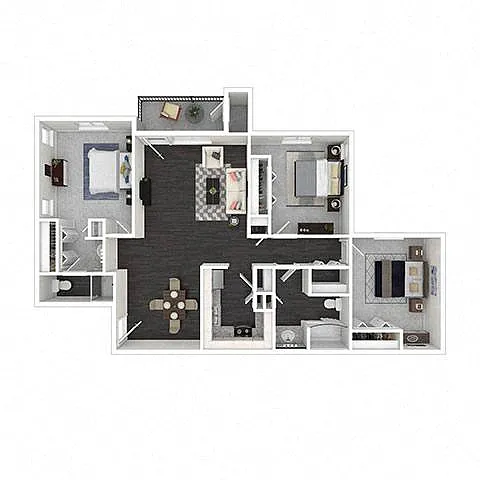 Floor plan 3 Bedroom | 2 Bath