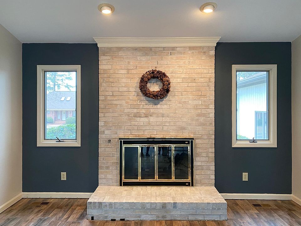 Living room wood fire place