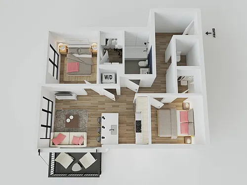Floor plan 2BR/1.5BA - Harriet