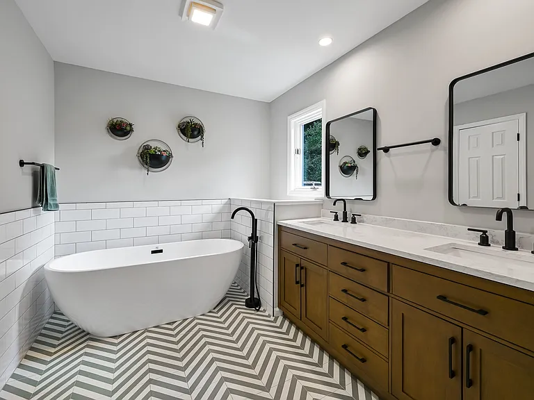 Primary bathroom with large soaker tub