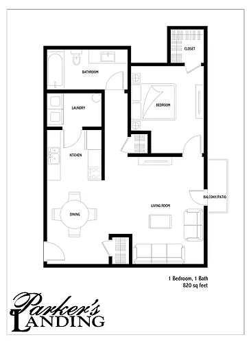 Floor plan 1 Bed 1 Bath