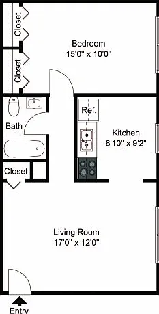 One bedroom floor plan One bedroom floor plan