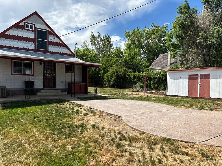 Back patio, garden and shed