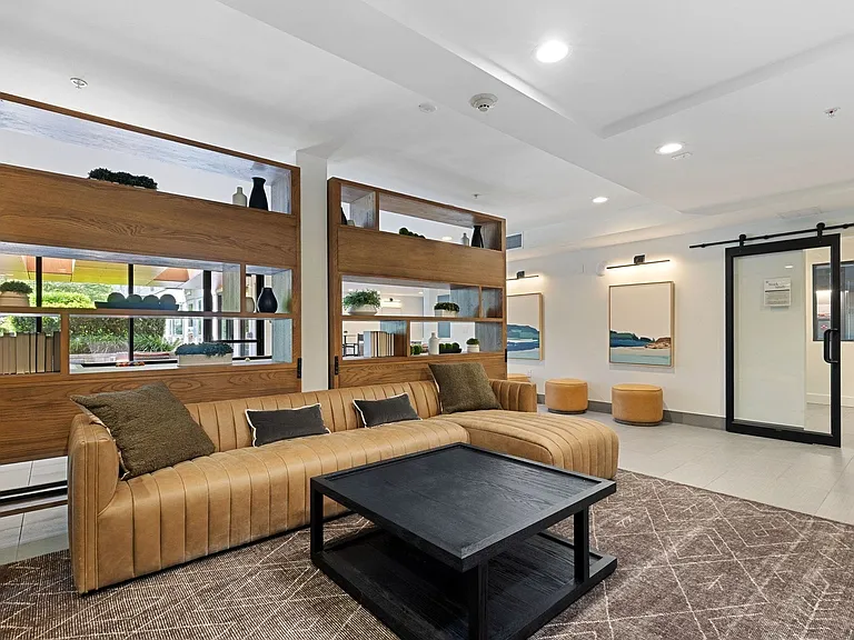 Stretch out on the leather sofa for movie night
