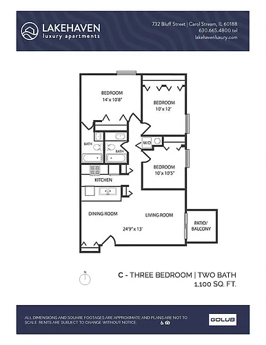 Floor plan 3 Bed 2 Bath (340c1r) Renovated