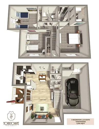 Floor plan 3 Bed 2.5 Bath Townhome
