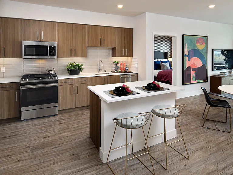 Kitchen with Stainless Steel Appliances and Quartz Countertops