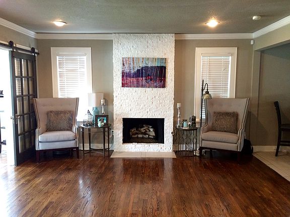 Downstairs fireplace