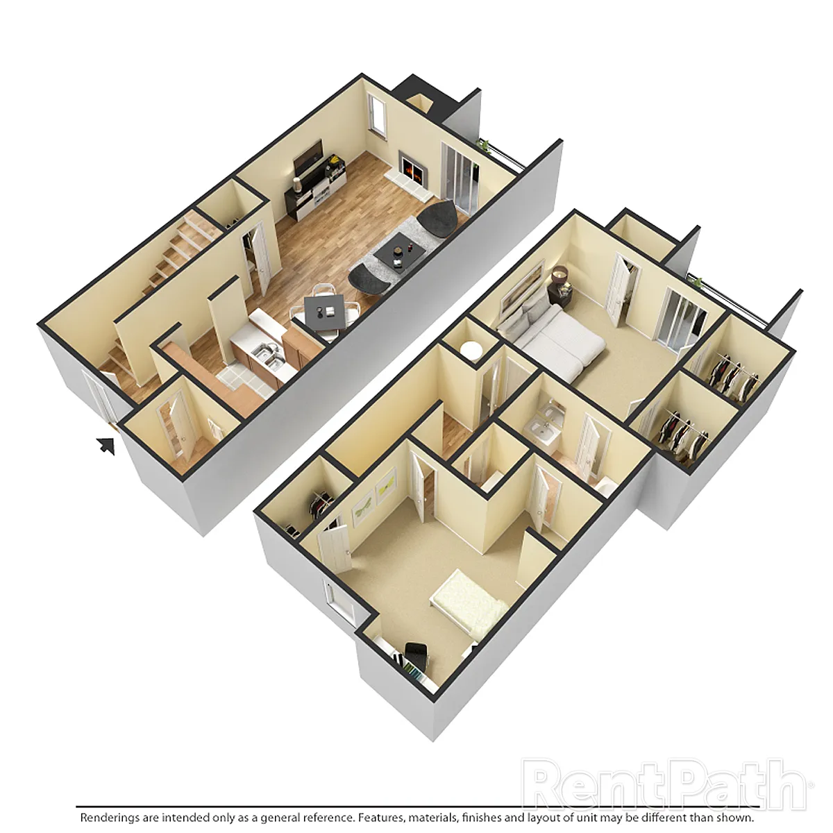 Floor plan 2 Bd Townhouse (ptth)