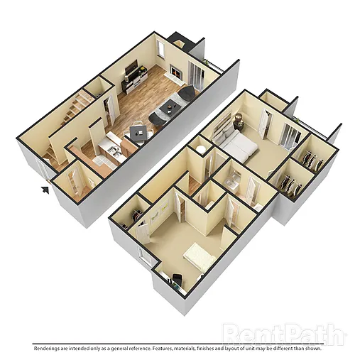 Floor plan 2 Bd Townhouse (ptth)