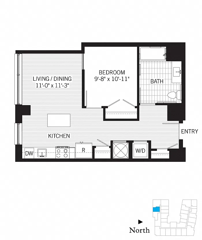 Floor plan 1 Bed - 1 Bath | aj6