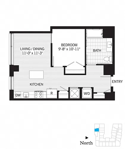 Floor plan 1 Bed - 1 Bath | aj6
