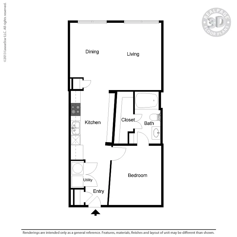 Floor plan A2- 1 bedroom, 1 bath
