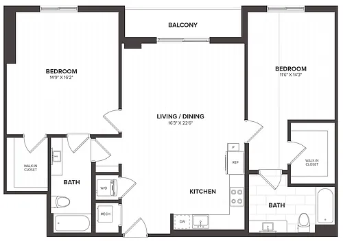 Floor plan 2 Bed/2 Bath-B10