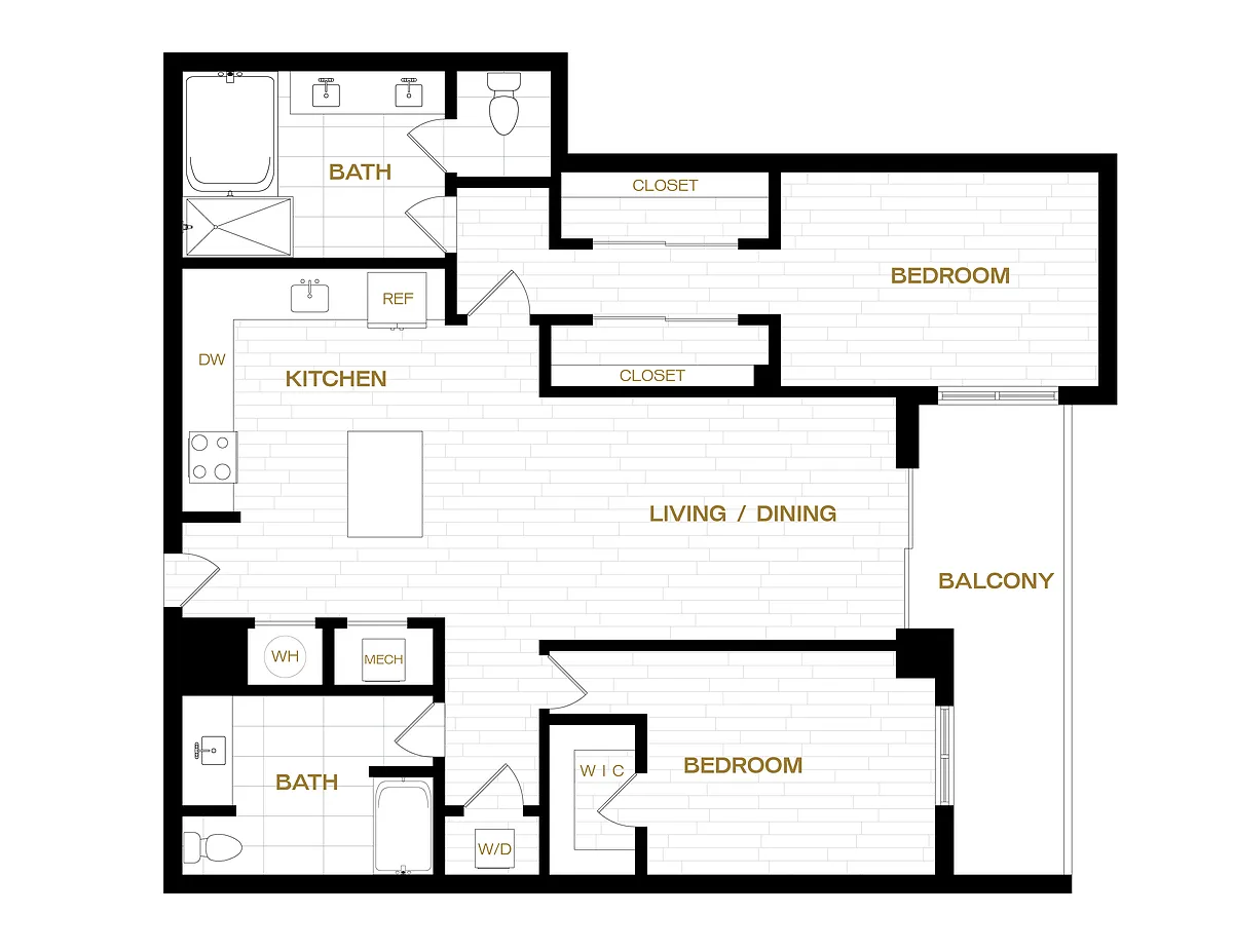 Floor plan 2 Bed/2 Bath-B7
