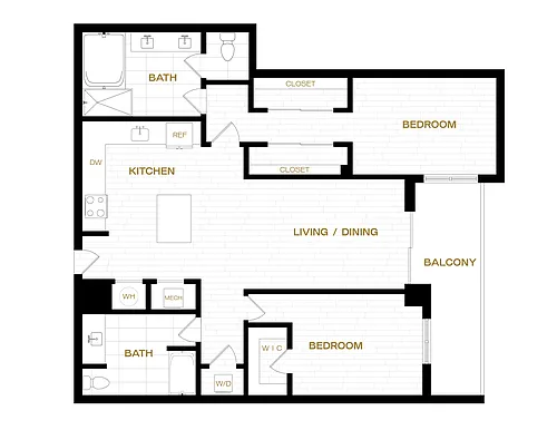Floor plan 2 Bed/2 Bath-B7