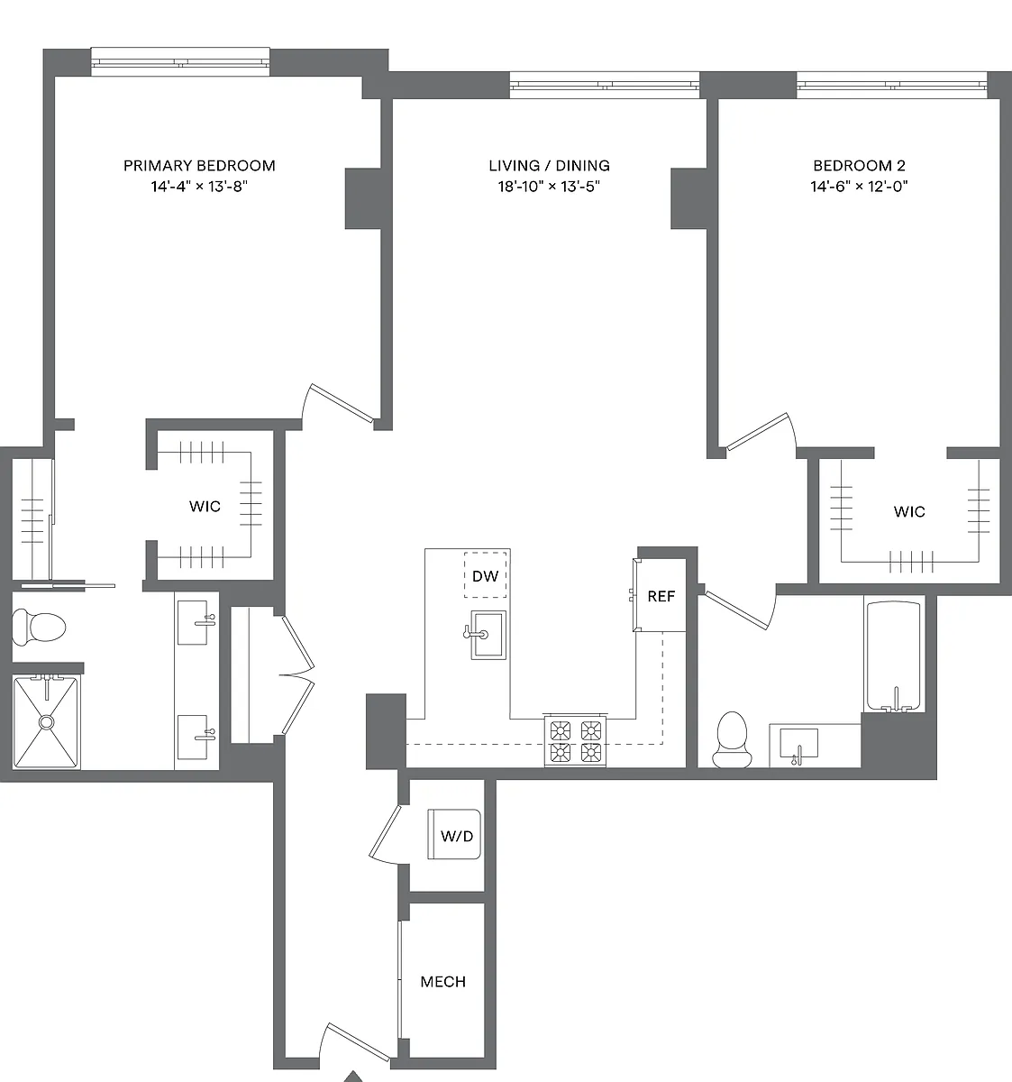 Floor plan 2 Bed/2 Bath-B1E