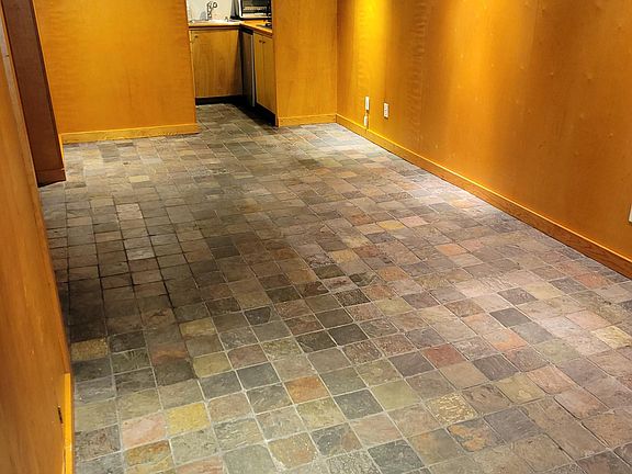 view from entrance to kitchen/bath